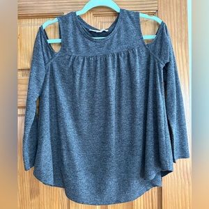 Lightweight long sleeve top with cutout shoulders